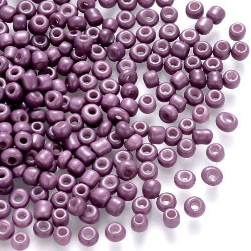 Seed Beads, Glass, Opaque, Purple, Luster, #8, Round, 3mm - BEADED CREATIONS