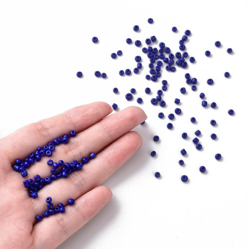 Seed Beads, Glass, Opaque, Royal Blue, #8, Round, 3mm - BEADED CREATIONS