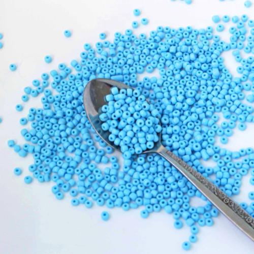 Seed Beads, Glass, Opaque, Sky Blue, #11, Round, 2mm - BEADED CREATIONS