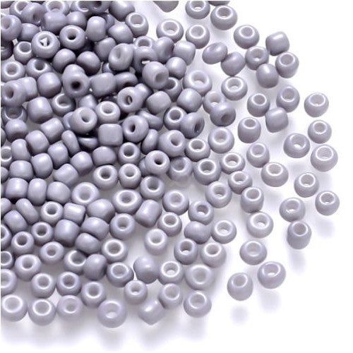 Seed Beads, Glass, Opaque, Steel Blue, Luster, #8, Round, 3mm - BEADED CREATIONS