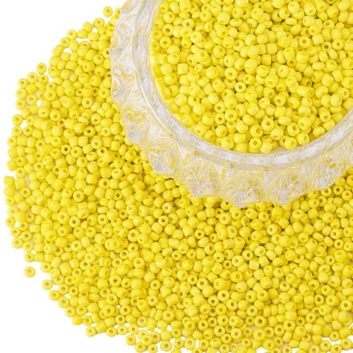 Seed Beads, Glass, Opaque, Sunshine Yellow, #6, Round, 4mm - BEADED CREATIONS