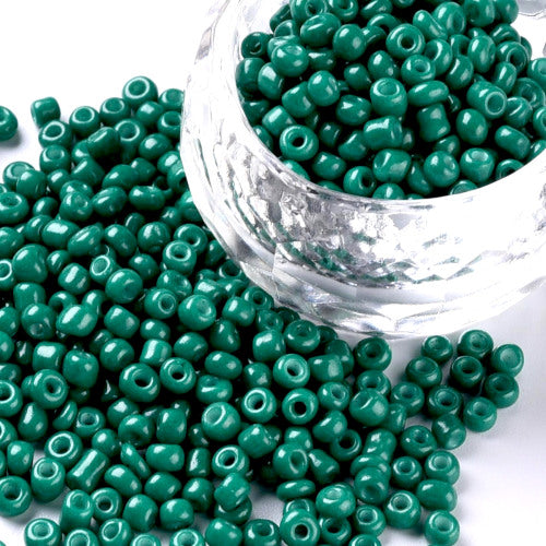 Seed Beads, Glass, Opaque, Teal, #8, Round, 3mm - BEADED CREATIONS