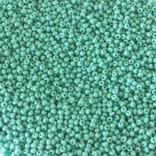 Seed Beads, Glass, Opaque, Turquoise Green, #8, Round, 3mm - BEADED CREATIONS