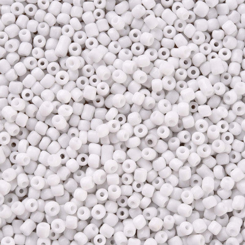 Seed Beads, Glass, Opaque, White, #8, Round, 3mm - BEADED CREATIONS