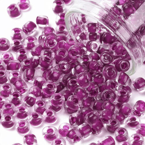 Seed Beads, Glass, Purple, Transparent, Inside Color, #6, Round, 4mm - BEADED CREATIONS