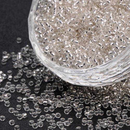 Seed Beads, Glass, Silver Lined, Clear, #11, Round, 2mm - BEADED CREATIONS