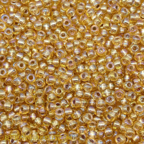 Seed Beads, Glass, Silver Lined, Dark Gold, #8, Round, 3mm - BEADED CREATIONS