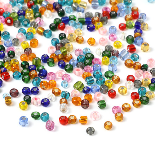 Seed Beads, Glass, Silver Lined, Mixed Colors, #8, Round, 3mm - BEADED CREATIONS