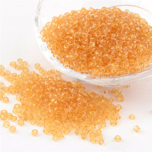 Seed Beads, Glass, Transparent, #8, Round, Amber, 3mm - BEADED CREATIONS
