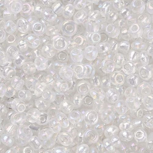 Seed Beads, Glass, Transparent, #8, Round, Rainbow, Clear, 3mm - BEADED CREATIONS