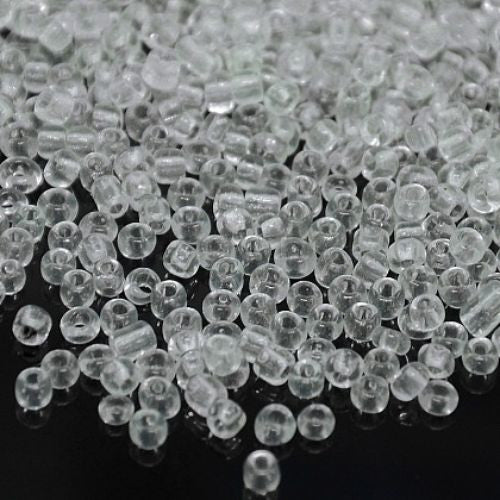 Seed Beads, Glass, Transparent, #8, Round, White, 3mm - BEADED CREATIONS