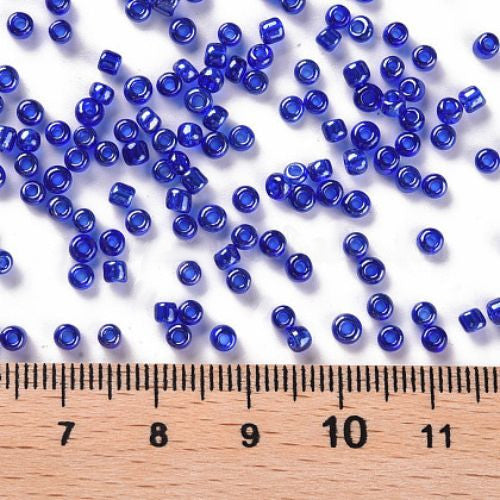 Seed Beads, Glass, Transparent, Luster, Blue, #8, Round, 3mm - BEADED CREATIONS