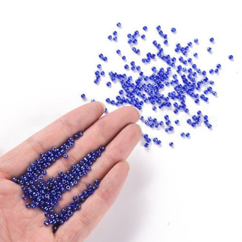 Seed Beads, Glass, Transparent, Luster, Blue, #8, Round, 3mm - BEADED CREATIONS