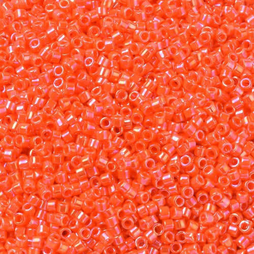 Seed Beads, MIYUKI Delica®, Cylinder, Japanese Seed Beads, 110, (DB0161), Opaque Orange AB - BEADED CREATIONS