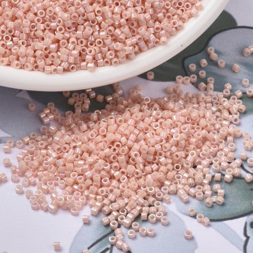 Seed Beads, MIYUKI Delica®, Cylinder, Japanese Seed Beads, 110, (DB1503), Opaque Light Salmon AB - BEADED CREATIONS