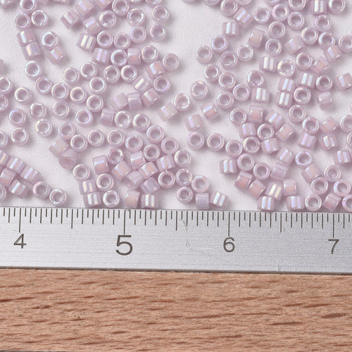 Seed Beads, MIYUKI Delica®, Cylinder, Japanese Seed Beads, 11/0, (DB1504), Opaque Pale Rose AB - BEADED CREATIONS