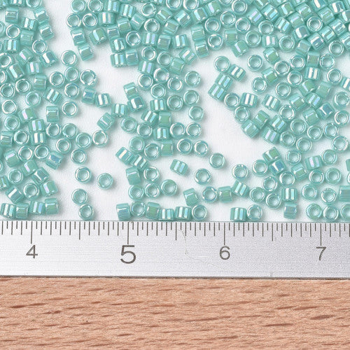 Seed Beads, MIYUKI Delica®, Cylinder, Japanese Seed Beads, 110, (DB1576), Opaque Sea Opal AB - BEADED CREATIONS