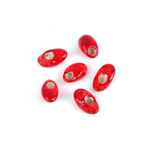 Seed Beads, Miyuki, Glass, Silver Lined, Translucent, Red, 7x4mm, Long, Magatama - BEADED CREATIONS