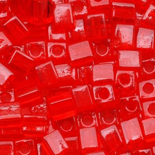 Seed Beads, Miyuki, Glass, Transparent Red, Square, 3.5-4mm - BEADED CREATIONS