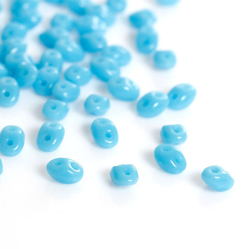 Seed Beads, Preciosa Twin™, Pressed Twin, Czech Pressed Glass, Blue, 5x2.5mm, Oval, 2 Holes - BEADED CREATIONS