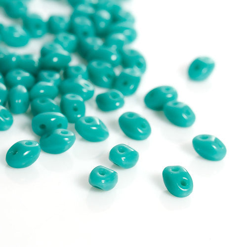 Seed Beads, Preciosa Twin™, Pressed Twin, Czech Pressed Glass, Malachite Green, 5x2.5mm, Oval, 2 Holes - BEADED CREATIONS
