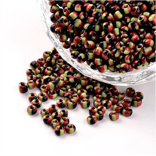 Seed Beads, Three-Tone, Seep Glass Beads, Round, Opaque, Multicolored, #8, 3mm