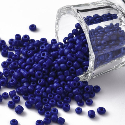 Seed Beads, Glass, Opaque, Royal Blue, #8, Round, 3mm - BEADED CREATIONS