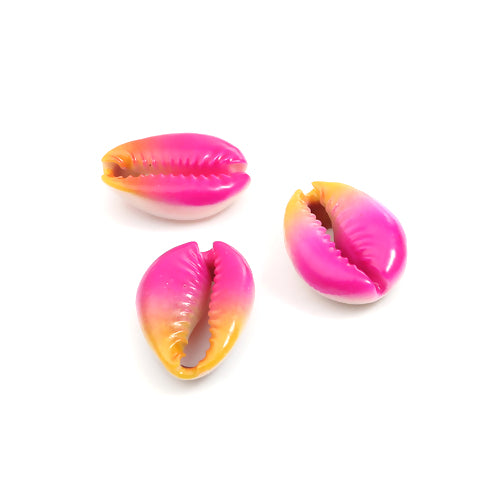 Shell Beads, Natural, Cowrie, Conch Shell, Dyed, Fuchsia And Orange, Ombre, 23mm. Sold Individually - BEADED CREATIONS
