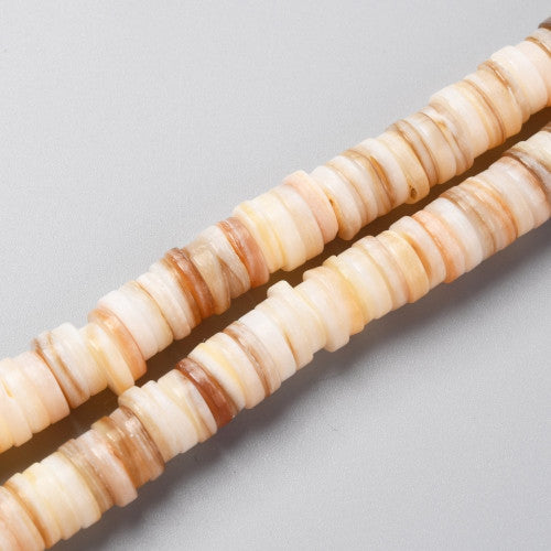 Shell Beads, Natural, Freshwater, Flat, Round, Heishi Beads, Disc Beads, 8-8.5mm - BEADED CREATIONS