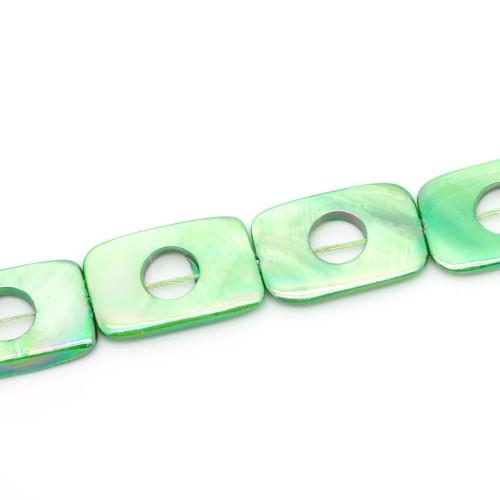 Shell Beads, Rectangle, Mother Of Pearl, Celadon Green AB, 30mm - BEADED CREATIONS