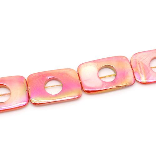 Shell Beads, Rectangle, Mother Of Pearl, Peach AB, 30mm - BEADED CREATIONS