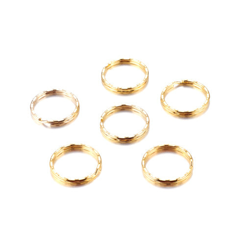Split Rings, Keychain Rings, Round, Hammered, Gold Finished, Iron, 25mm - BEADED CREATIONS