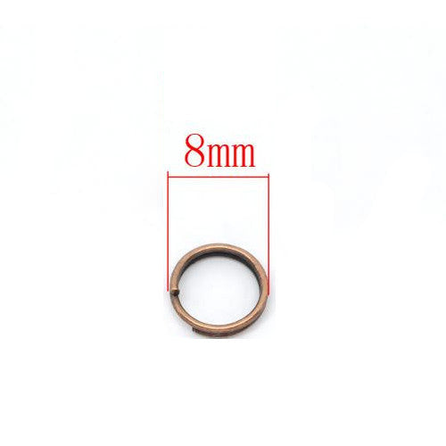Split Rings, Round, Red Copper, 8mm, Round, With 6.6mm Inside Diameter, Iron - BEADED CREATIONS