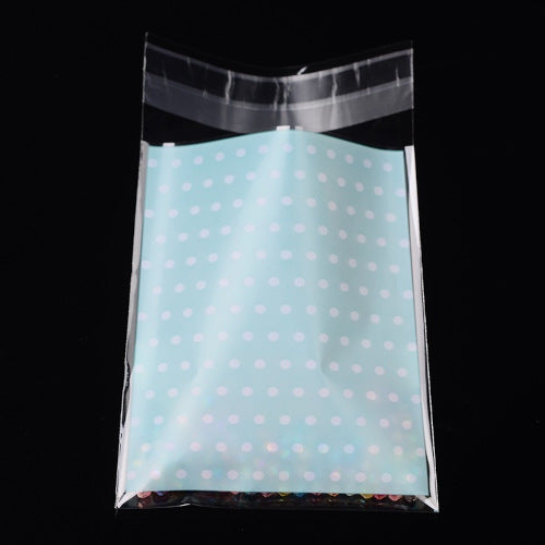 Storage Bags, Self-Adhesive, OPP Cellophane Bags, Rectangle, Bowknot Pattern, Sky Blue, 12.5cm - BEADED CREATIONS