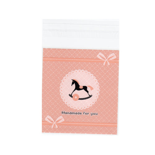 Storage Bags, Self-Adhesive, With Words Handmade For You, Pink, 14cm - BEADED CREATIONS