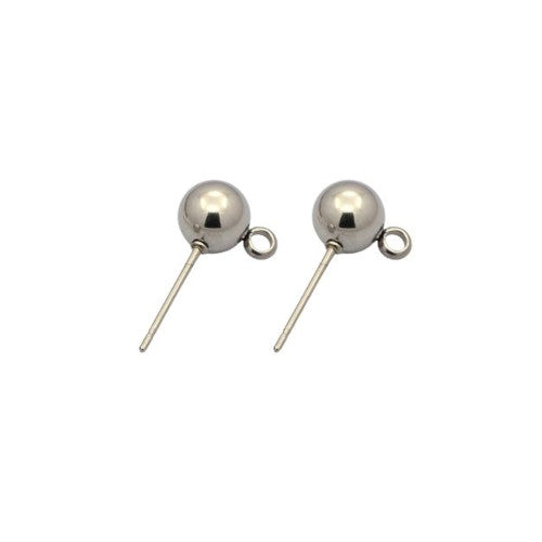 Stud Earring Findings, 304 Stainless Steel, With Closed Loop, Silver Tone, 15x6mm - BEADED CREATIONS