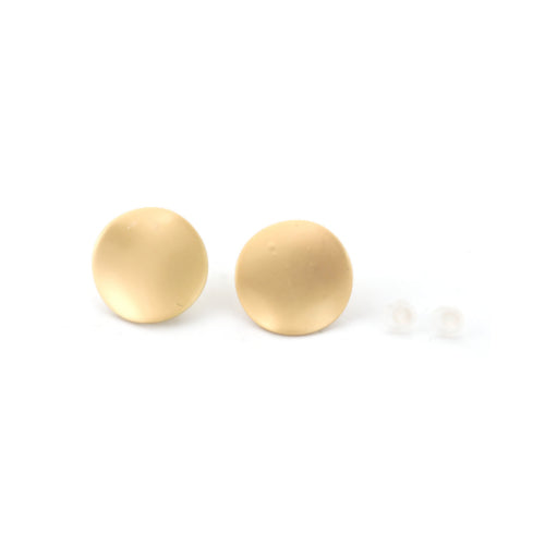 Stud Earring Findings, Alloy, With Hidden Open Loop And Steel Pins, Wavy, Flat, Round, Matte Gold, 15mm - BEADED CREATIONS