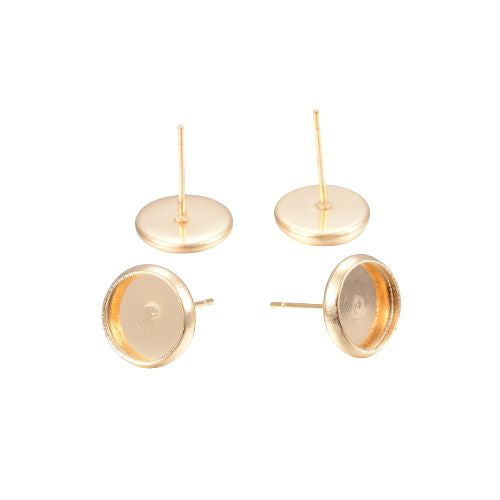 Stud Earring Settings, 304 Stainless Steel, Round, Bezel Cup, Golden, 10mm - BEADED CREATIONS