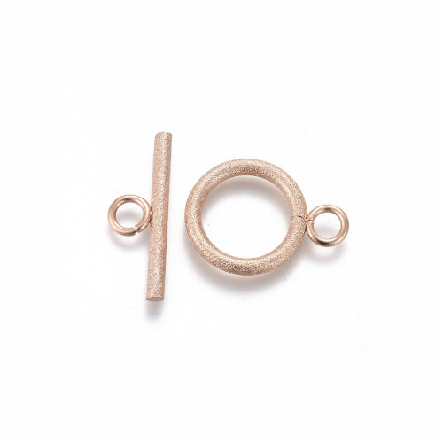 Toggle Clasps, 304 Stainless Steel, Round, Textured, Rose Gold, 19mm - BEADED CREATIONS