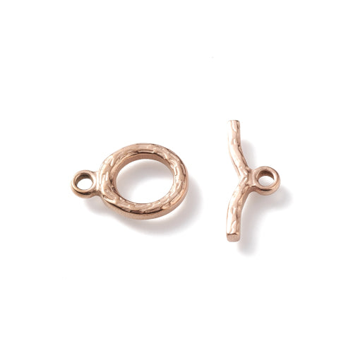 Toggle Clasps, 304 Stainless Steel, Round, Textured, Single-Strand,  Rose Gold, 16mm - BEADED CREATIONS