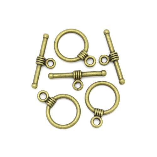 Toggle Clasps, Alloy, Antique Bronze, Round, Cuff, Single-Strand, 16mm - BEADED CREATIONS