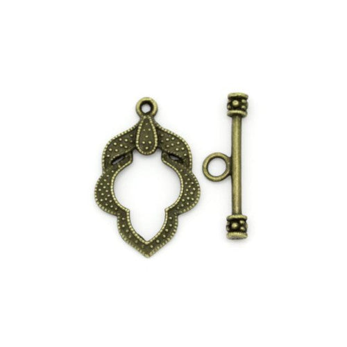 Toggle Clasps, Alloy, Antique Bronze, Textured, Leaf, Single-Strand, 26mm - BEADED CREATIONS