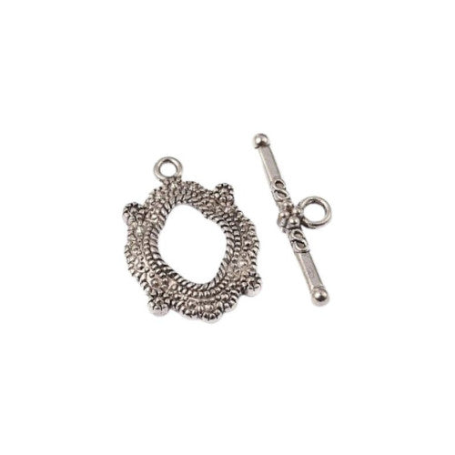 Toggle Clasps, Alloy, Antique Silver, Oval, Ornate Floral, 24.5mm - BEADED CREATIONS