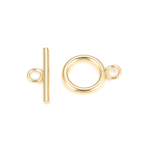 Toggle Clasps, Brass, 18K Gold Plated, Round, Ring, 16.5mm - BEADED CREATIONS