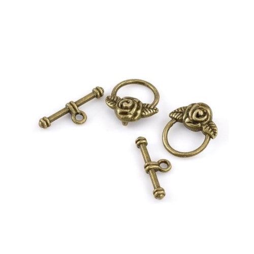Toggle Clasps, Flower, Single-Strand, Antique Bronze, Alloy, 19mm - BEADED CREATIONS