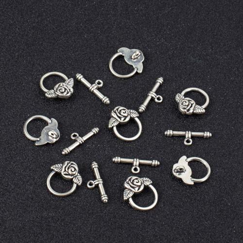 Toggle Clasps, Rose, Flower, Single-Strand, Antique Silver, Alloy, 19mm - BEADED CREATIONS