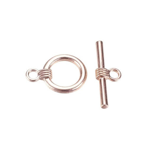 Toggle Clasps, Round, Cuff Design, Single-Strand, Rose Gold, Plated, Alloy, 20mm - BEADED CREATIONS