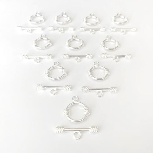 Toggle Clasps, Round, Cuff Design, Single-Strand, Silver Plated, Alloy, 20mm - BEADED CREATIONS