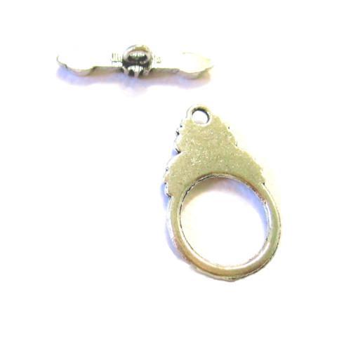 Toggle Clasps, Round, Ornate, Single-Strand, Antique Silver, Alloy, 24mm - BEADED CREATIONS