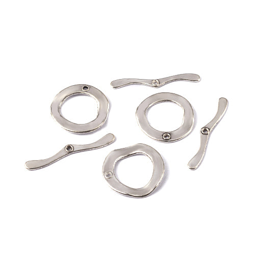 Toggle Clasps, Round, Wavy, Single-Strand, Silver Plated, Alloy, 30mm - BEADED CREATIONS